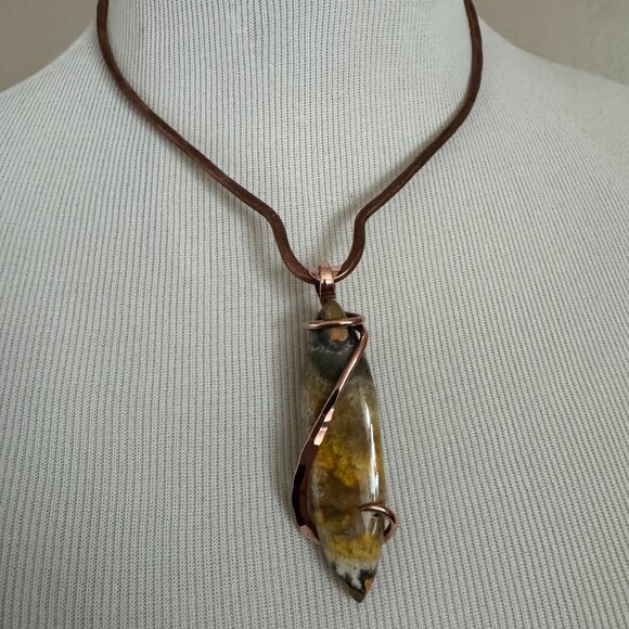 Bumblebee Jasper and Copper Pendant NecklaceCopper ChokerNWT
